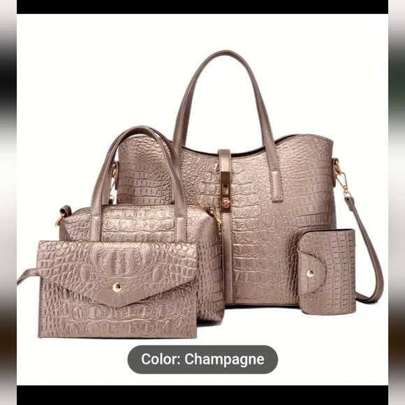 🌞Faux Crocodile Skin 4 piece Set. Champagne Color - Picture 15 of 15